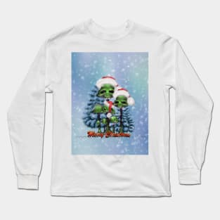 Merry christmas, funny mushroom skull with christmas hat Long Sleeve T-Shirt